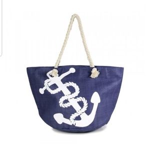 Blue with White Anchors Away Tote